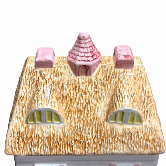 Vintage House Cookie Jar Pier 1 Hand Painted Storage Ceramic Village - Picture 7 of 8